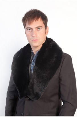 Black rex fur collar for men